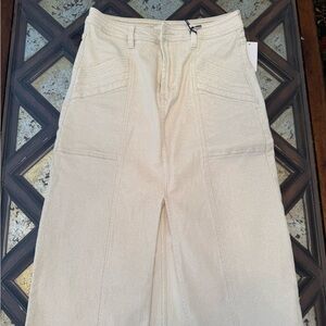 Habitual Cream Midi Skirt with Front Slit